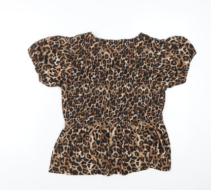 Womens UK Size L Zara Brown Basic T-Shirt
