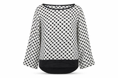 Marks & Spencer Womens Black Polka Dot Polyester Basic T-Shirt Size 8 Round Neck