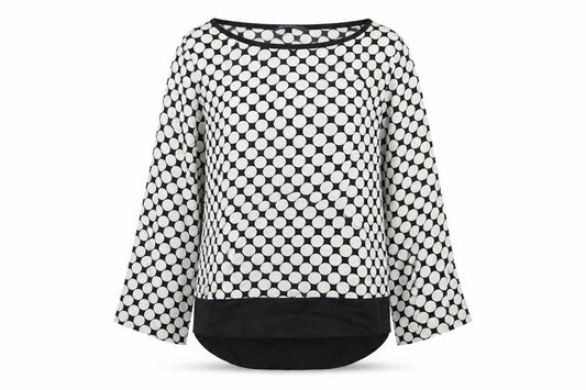 Marks & Spencer Womens Black Polka Dot Polyester Basic T-Shirt Size 8 Round Neck
