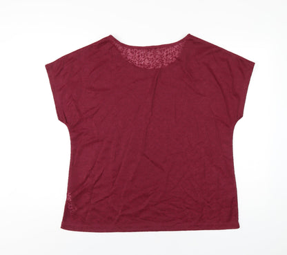 Anthology Womens Red Polyester Basic T-Shirt Size 16 Round Neck