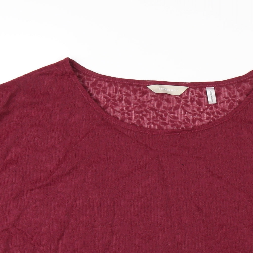 Anthology Womens Red Polyester Basic T-Shirt Size 16 Round Neck