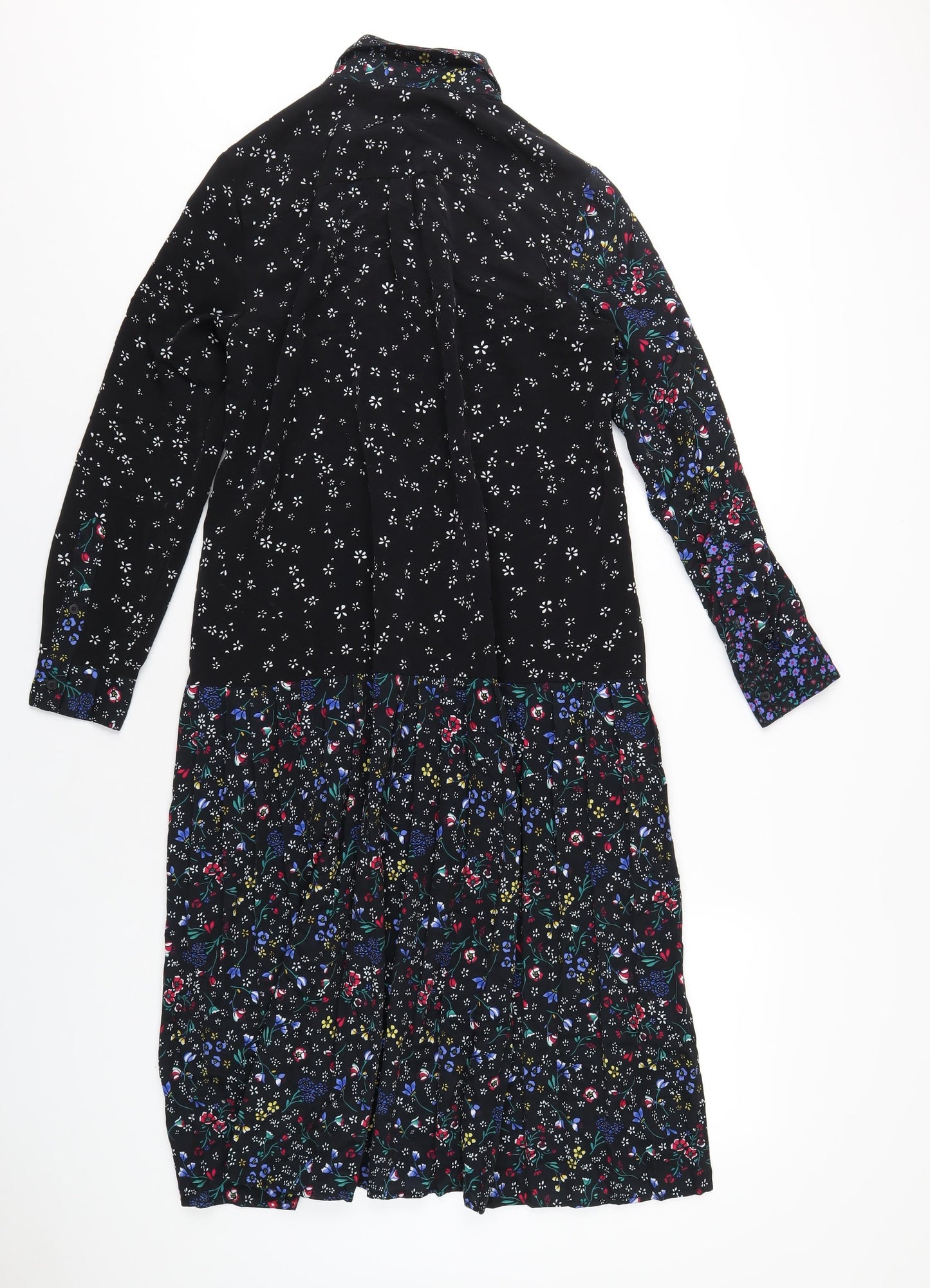 French Connection Womens Multicoloured Geometric Polyester Shirt Dress Size 10 Collared Button