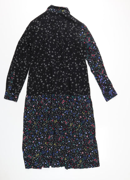 French Connection Womens Multicoloured Geometric Polyester Shirt Dress Size 10 Collared Button