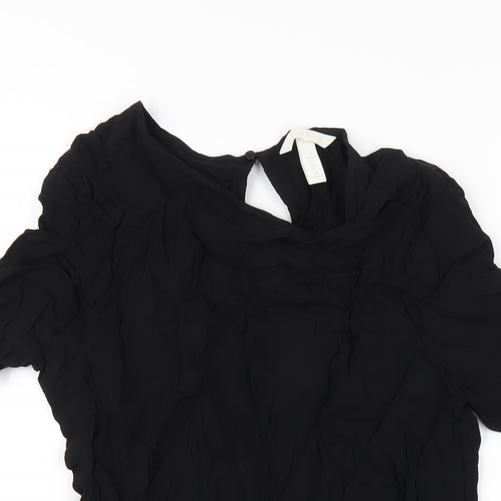 Womens UK Size 10 H&M Black Basic T-Shirt