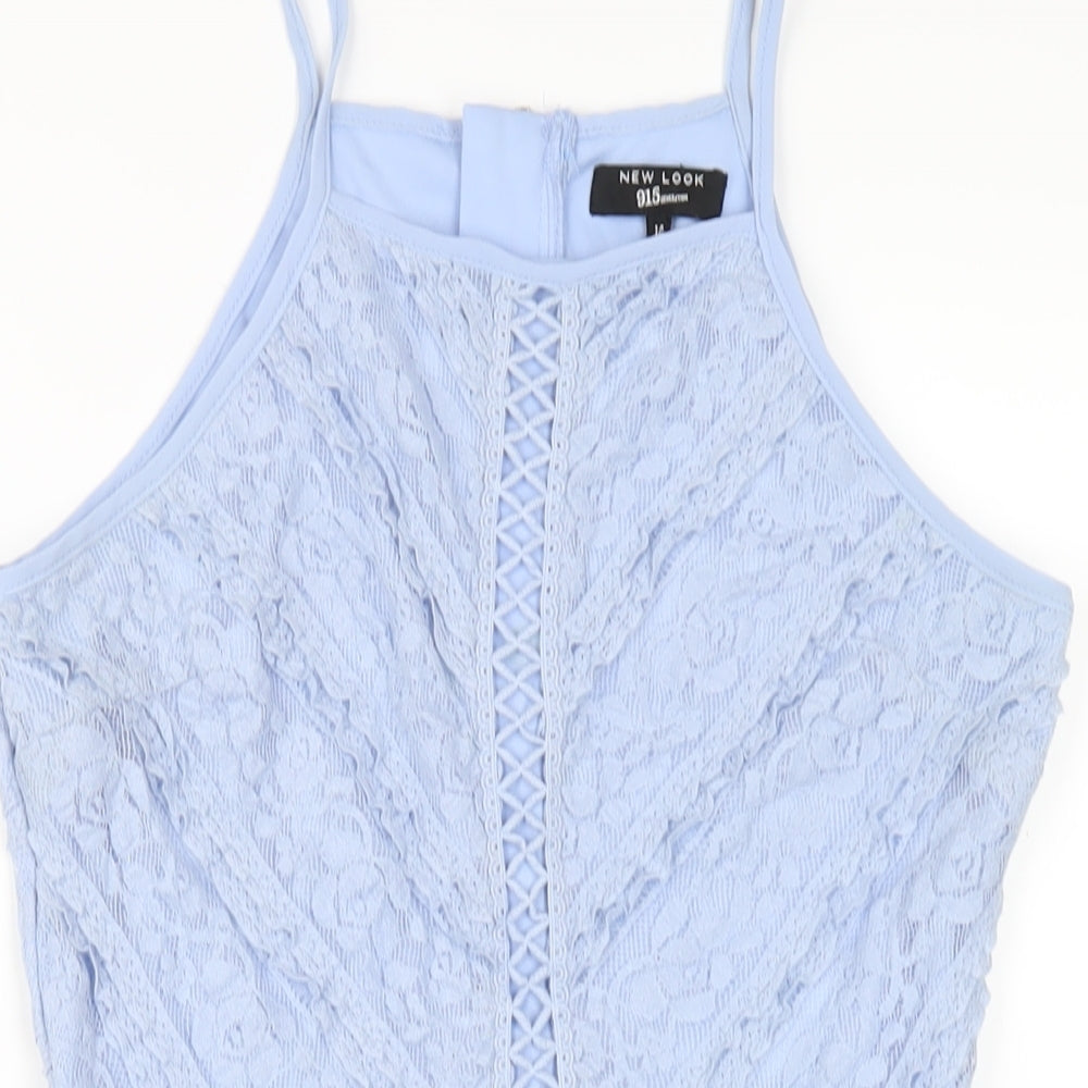 New Look Girls Blue Nylon A-Line Size 14 Years Square Neck Zip