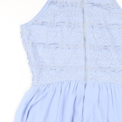 New Look Girls Blue Nylon A-Line Size 14 Years Square Neck Zip