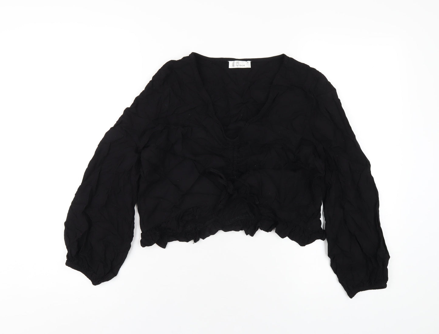 Womens UK Size M Lost Stock Black Basic T-Shirt