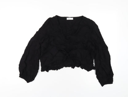 Womens UK Size M Lost Stock Black Basic T-Shirt