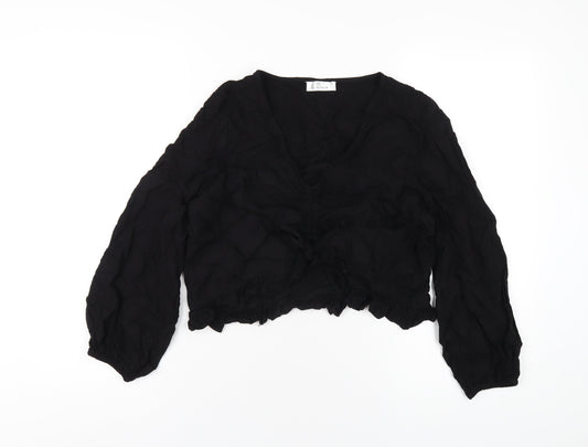 Womens UK Size M Lost Stock Black Basic T-Shirt