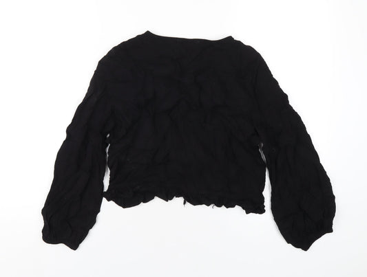 Womens UK Size M Lost Stock Black Basic T-Shirt