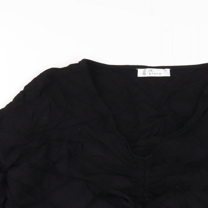 Womens UK Size M Lost Stock Black Basic T-Shirt