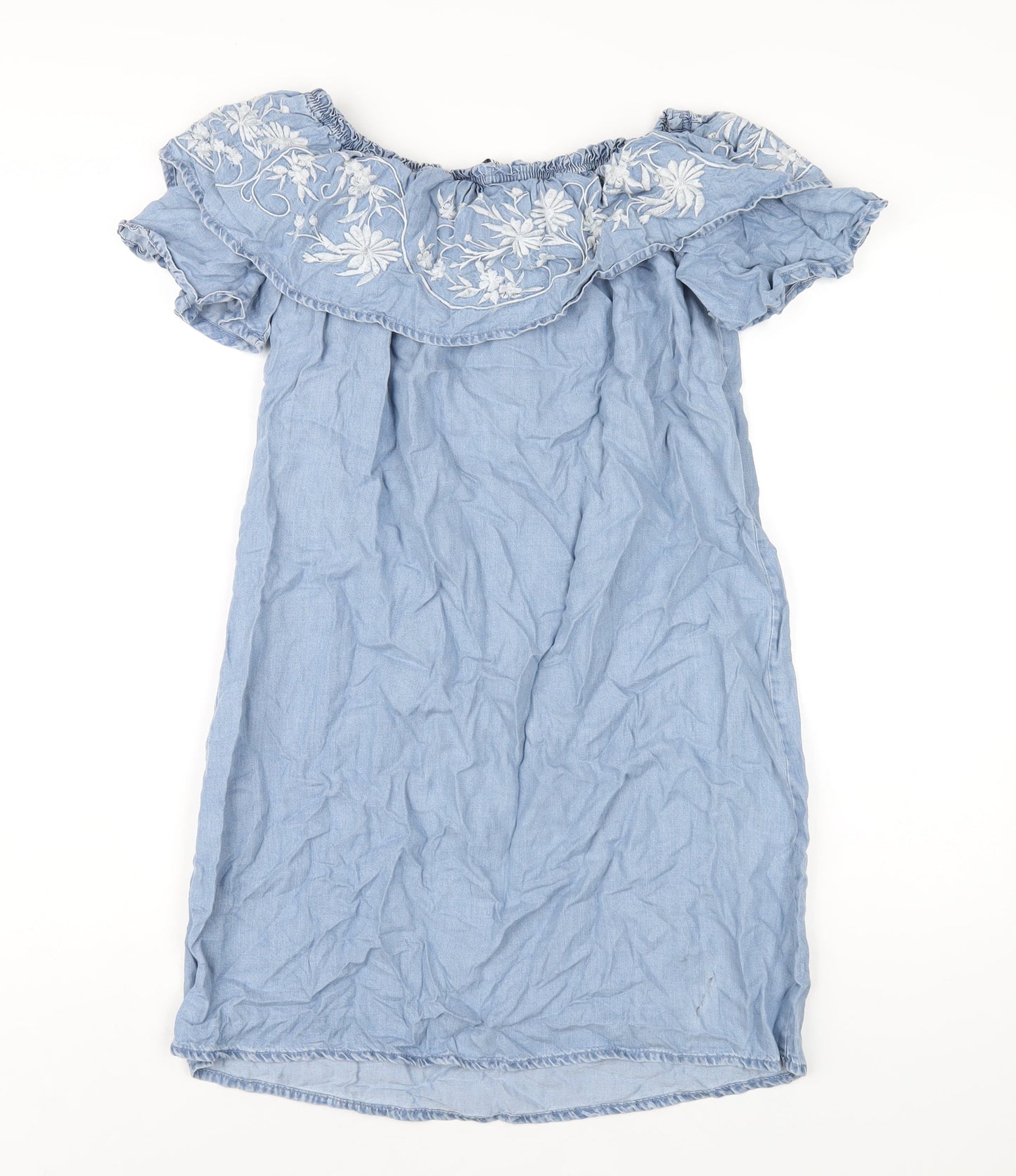 Dorothy Perkins Womens Blue Polyester A-Line Size 10 Off the Shoulder Pullover