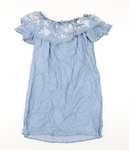 Dorothy Perkins Womens Blue Polyester A-Line Size 10 Off the Shoulder Pullover