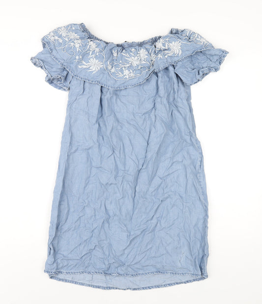 Dorothy Perkins Womens Blue Polyester A-Line Size 10 Off the Shoulder Pullover