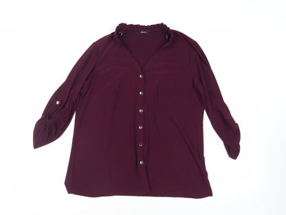 Womens UK Size 14 Roman Purple Basic Button-Up