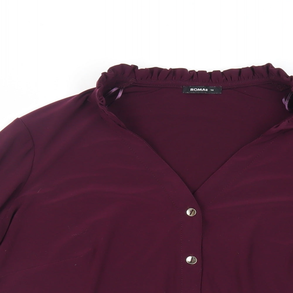 Womens UK Size 14 Roman Purple Basic Button-Up