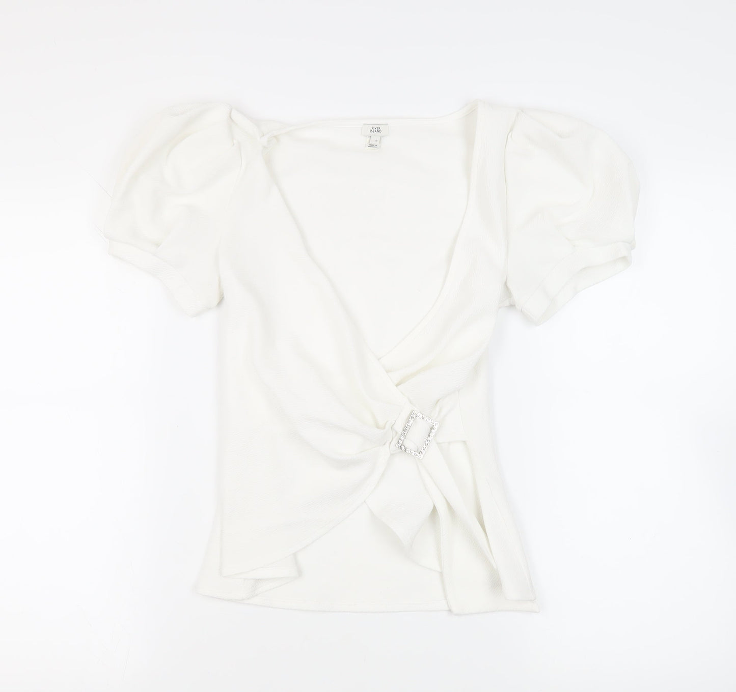 Womens UK Size 12 River Island White Wrap Blouse