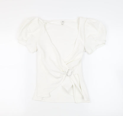 Womens UK Size 12 River Island White Wrap Blouse