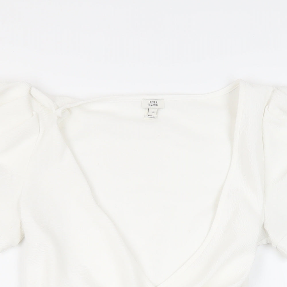 Womens UK Size 12 River Island White Wrap Blouse