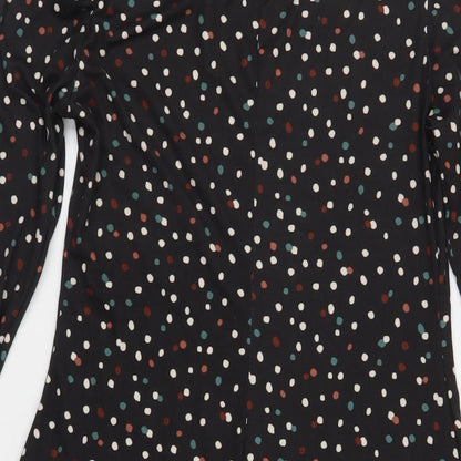 New Look Womens Black Geometric Polyester A-Line Size 10 Mock Neck Pullover