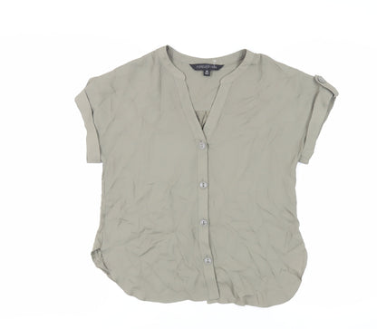 Forever New Womens Green Polyester Basic Button-Up Size XS V-Neck