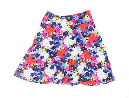 Great Plains London Womens Multicoloured Floral Cotton Flare Skirt Size 10 Zip - Lined