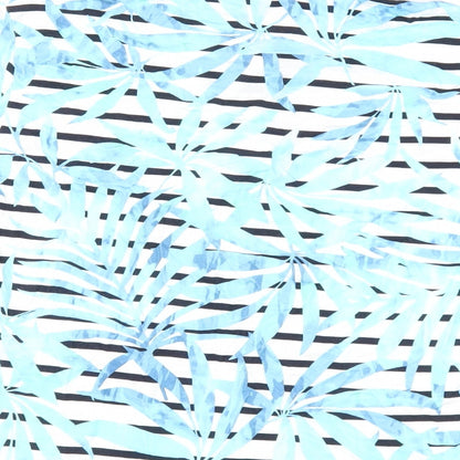 Barbara Lebek Womens Blue Geometric Viscose Basic Polo Size 12 Collared