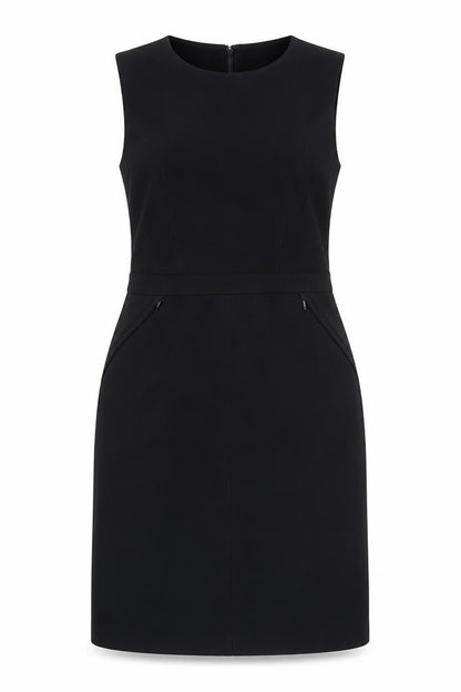 Debenhams Womens Black Polyester Pencil Dress Size 12 Round Neck Zip - Lined