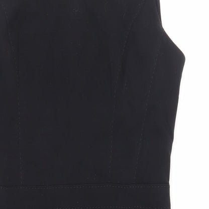 Debenhams Womens Black Polyester Pencil Dress Size 12 Round Neck Zip - Lined