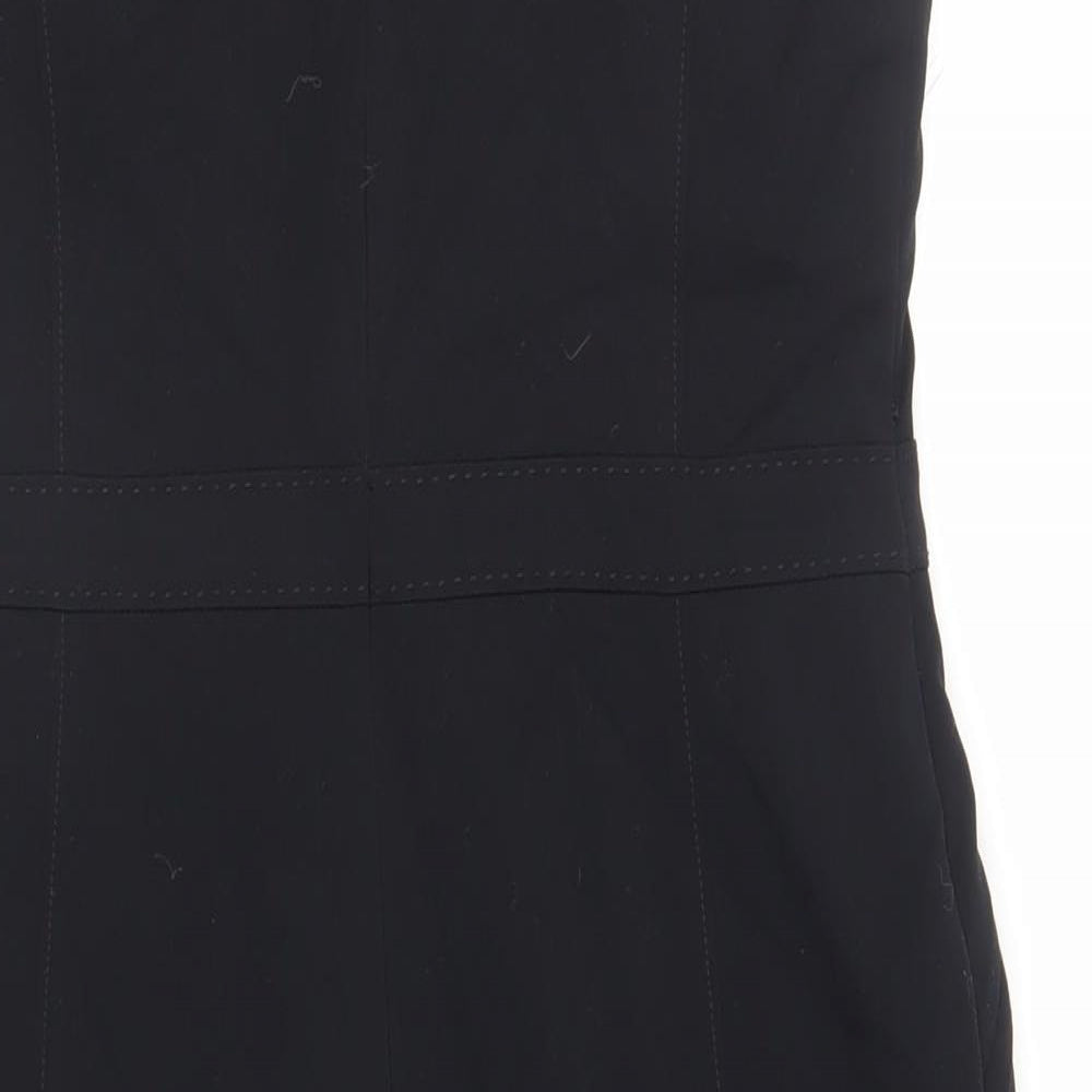 Debenhams Womens Black Polyester Pencil Dress Size 12 Round Neck Zip - Lined