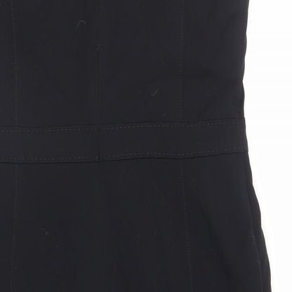 Debenhams Womens Black Polyester Pencil Dress Size 12 Round Neck Zip - Lined