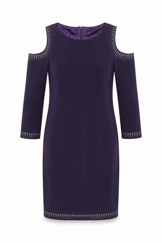Klass Womens Purple Polyester Shift Size 12 Boat Neck Zip - Embellished