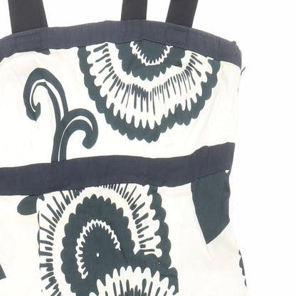 Oasis Womens Ivory Geometric Cotton Tank Dress Size 12 Square Neck Zip