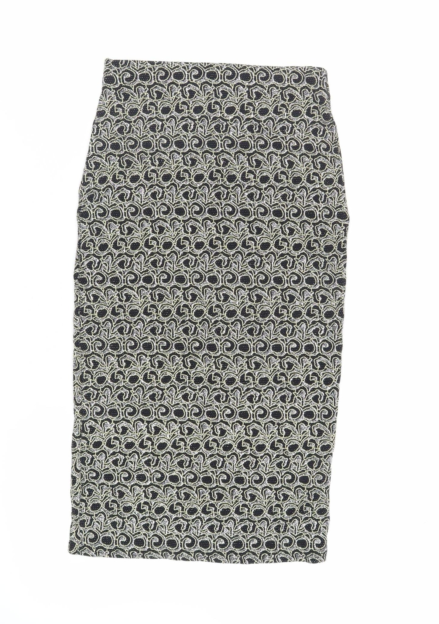 Miss Selfridge Womens Black Geometric Nylon Straight & Pencil Skirt Size 8 - Glitter