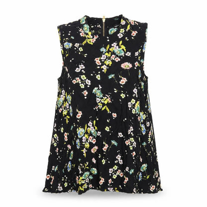Warehouse Womens Black Floral Viscose Basic Blouse Size 8 Mock Neck