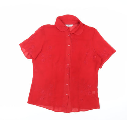 Womens UK Size 14 Joanna Hope Red Basic Button-Up