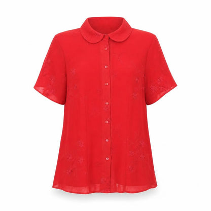 Womens UK Size 14 Joanna Hope Red Basic Button-Up