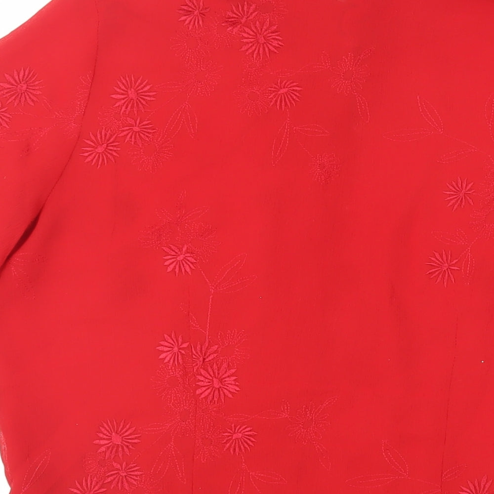 Womens UK Size 14 Joanna Hope Red Basic Button-Up