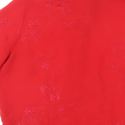 Womens UK Size 14 Joanna Hope Red Basic Button-Up