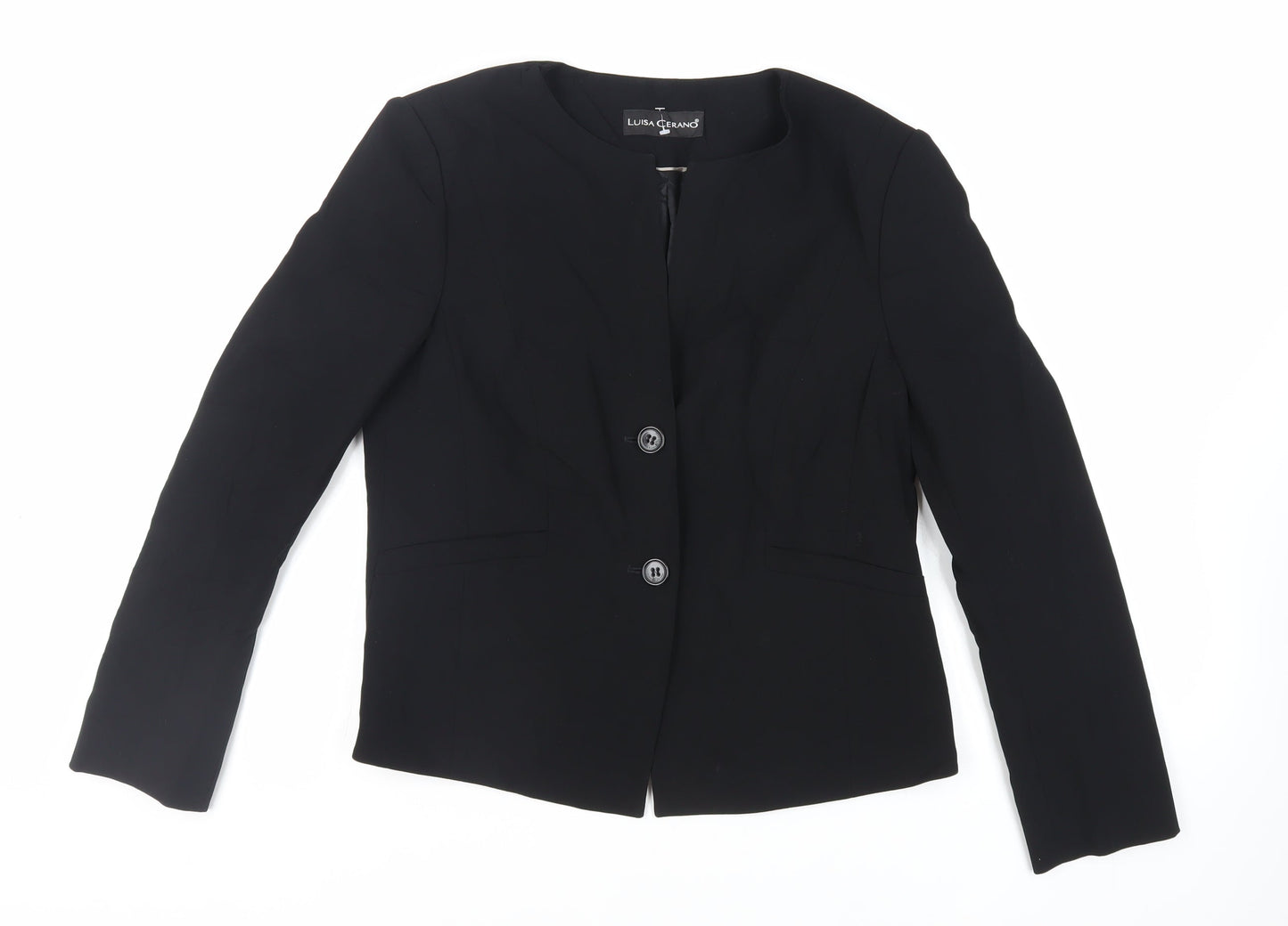 LUISA CERANO Womens Black Jacket Blazer Size 16 Button