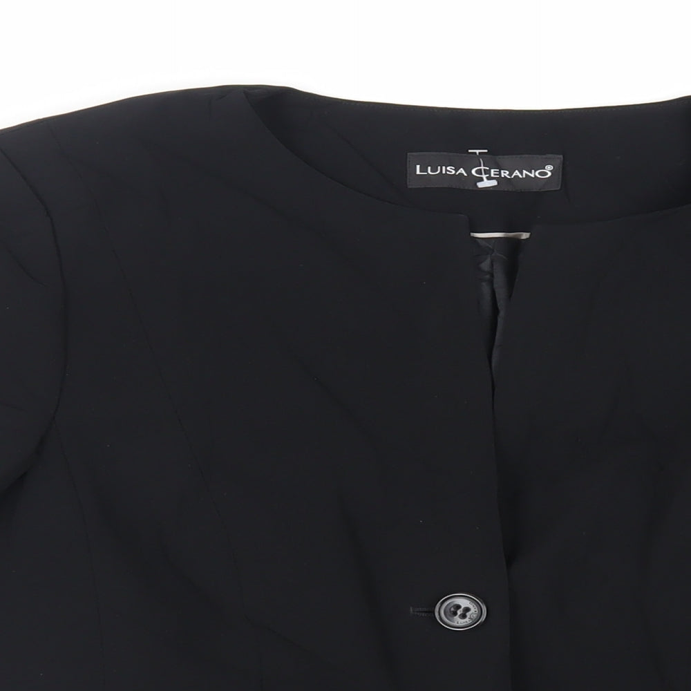 LUISA CERANO Womens Black Jacket Blazer Size 16 Button