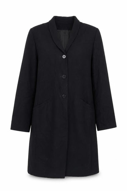 Pied A Terre Womens Black Overcoat Coat Size 10 Button