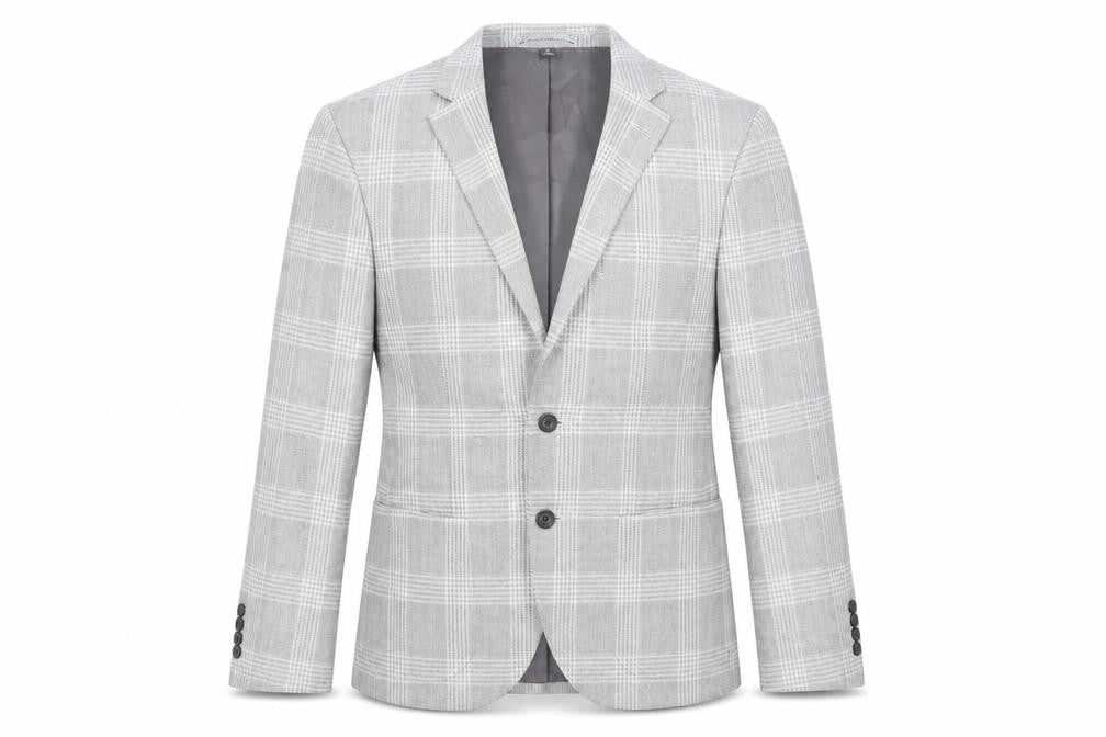 Marks & Spencer Mens Grey Plaid Polyester Jacket Suit Jacket Size 38 Regular