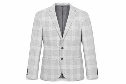 Marks & Spencer Mens Grey Plaid Polyester Jacket Suit Jacket Size 38 Regular