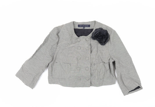 French Connection Womens Black Striped Jacket Blazer Size 10 Snap