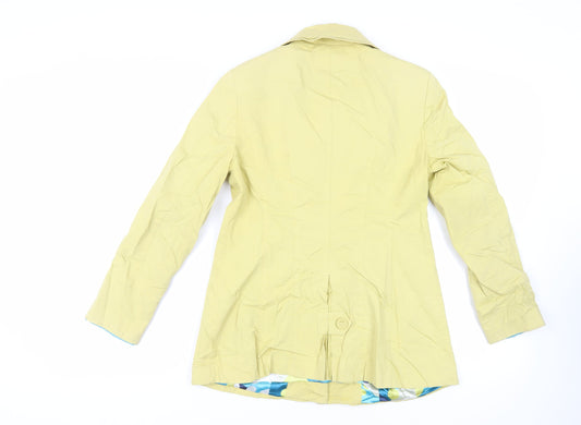 Per Una Womens Yellow Overcoat Coat Size 10 Button