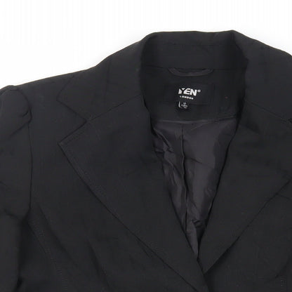 Yen London Womens Black Striped Jacket Blazer Size 12 Button