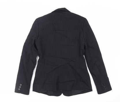 Mexx Womens Black Striped Jacket Blazer Size 10 Button
