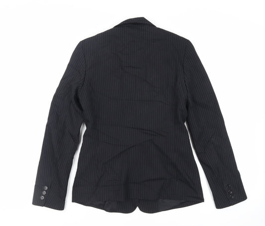 Mexx Womens Black Striped Jacket Blazer Size 10 Button