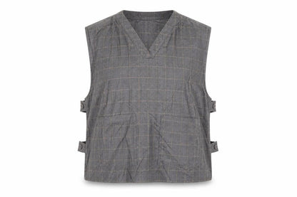Epic Rare Womens Grey Check Jacket Waistcoat Size S Button - Pockets